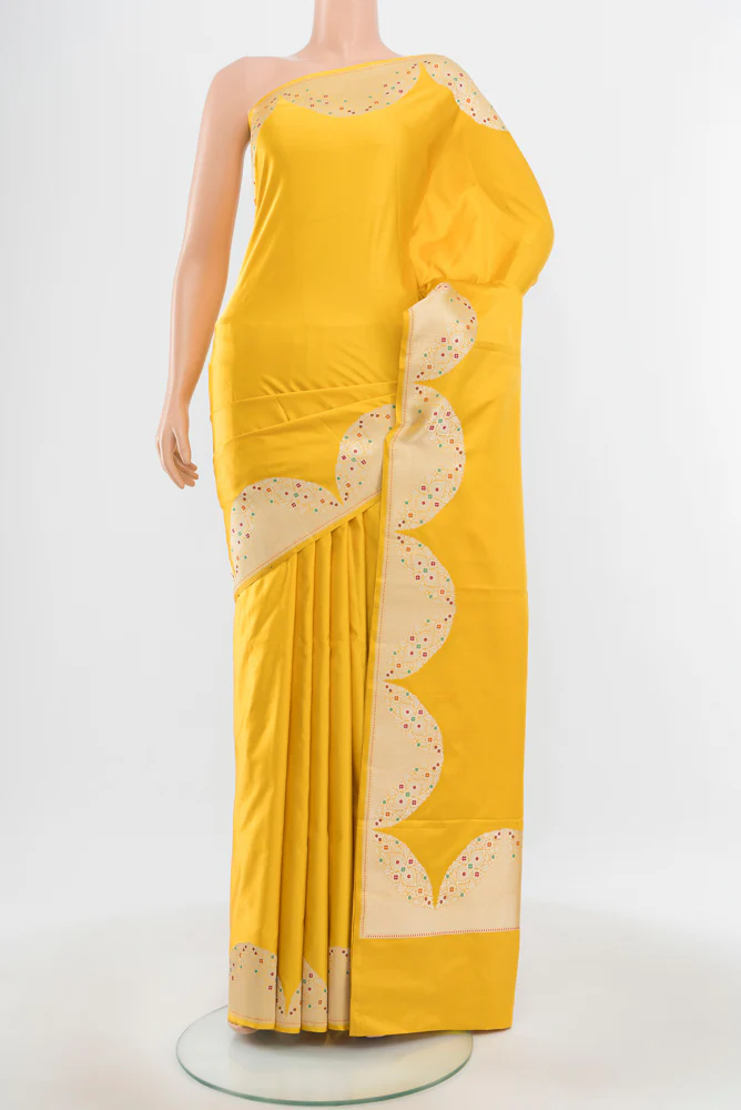 Yellow Banarasi Silk Saree
