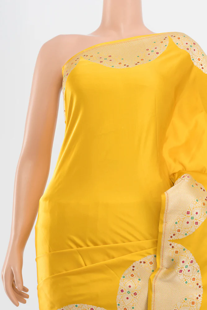 Yellow Banarasi Silk Saree - Image 2