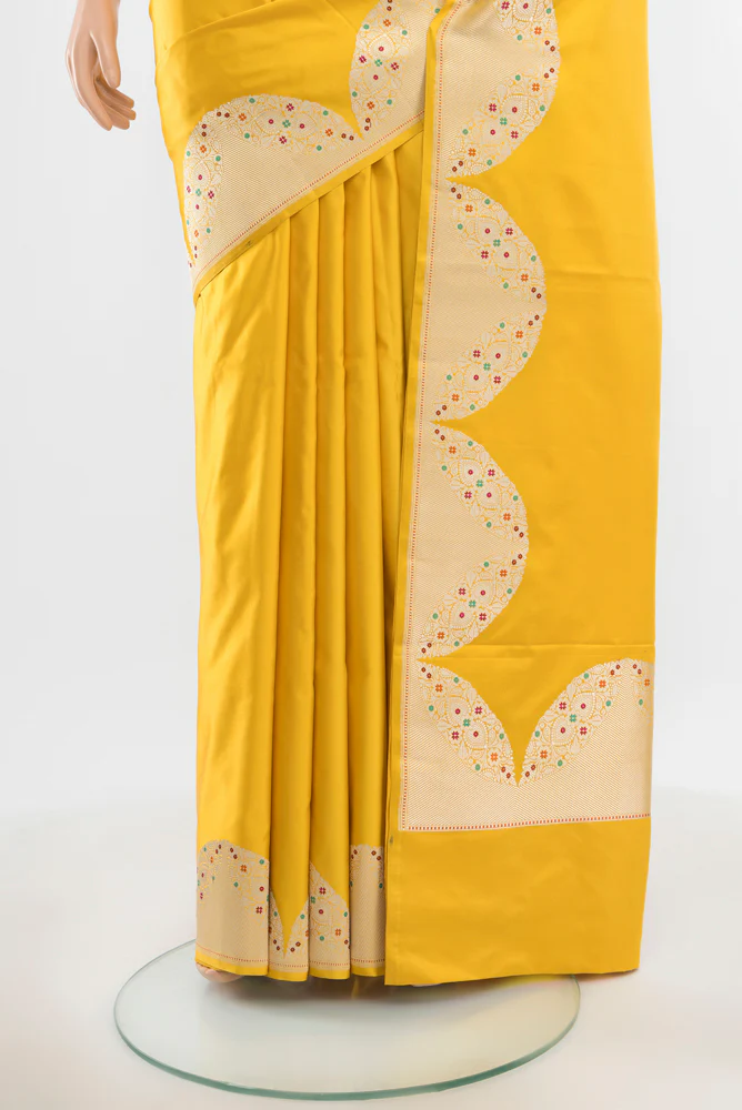 Yellow Banarasi Silk Saree - Image 3