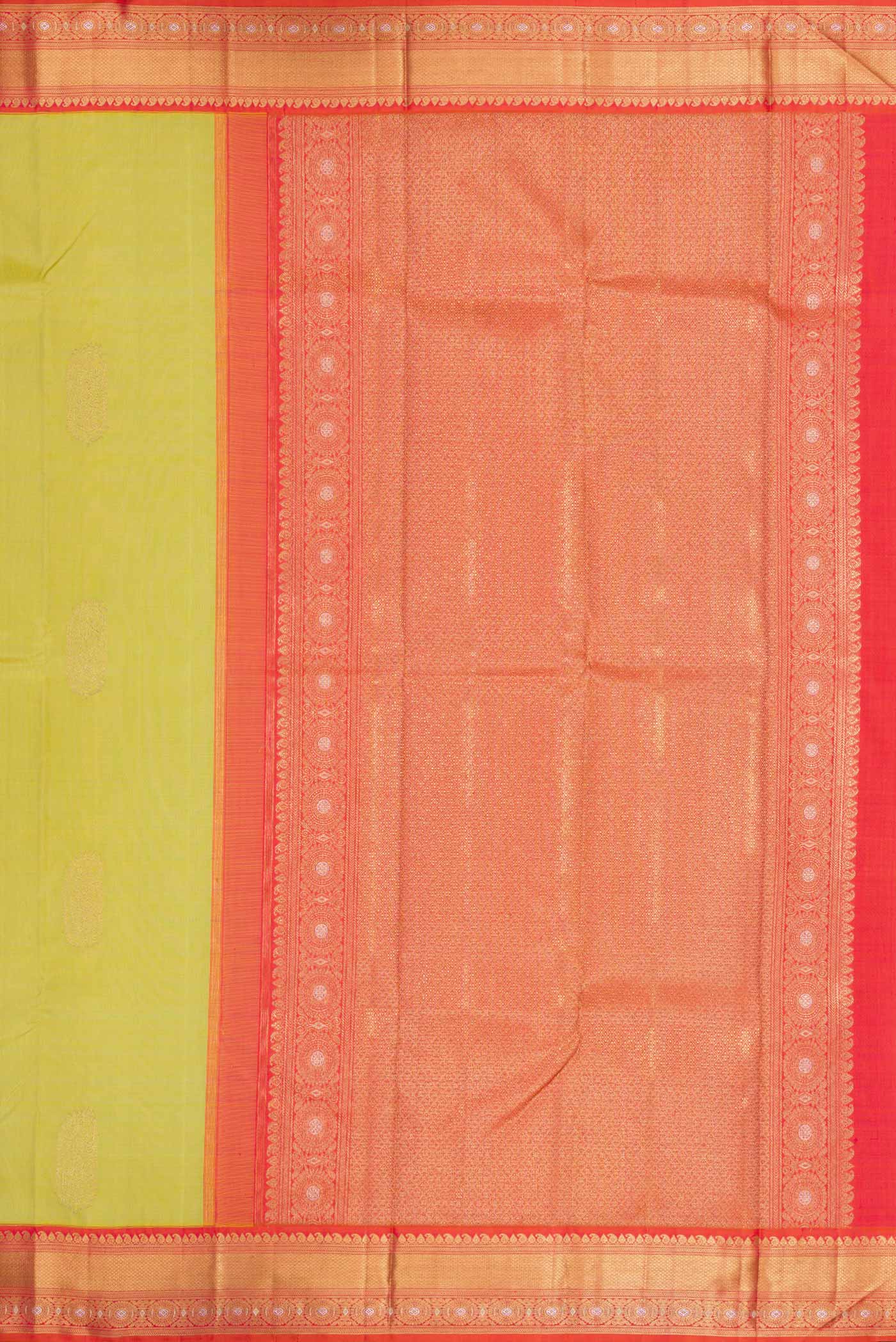 Pure Silk Pure Zari Lemon Yellow Dual Tone Kanchipuram Saree - Image 7