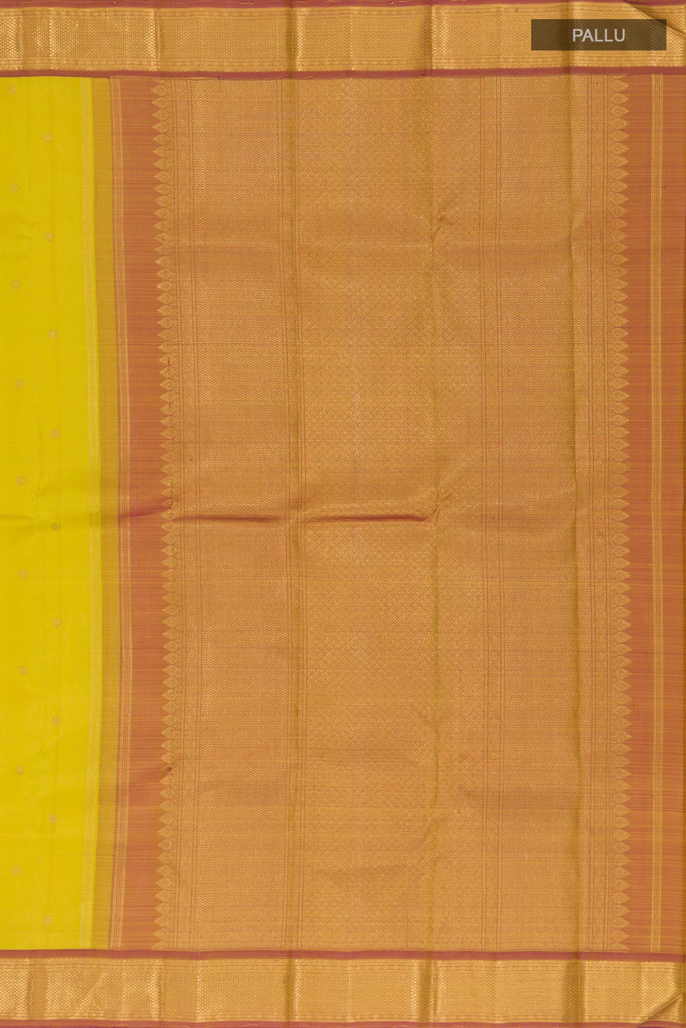 Pure Silk Pure Zari Lemon Yellow Kanjivaram Saree - Image 6