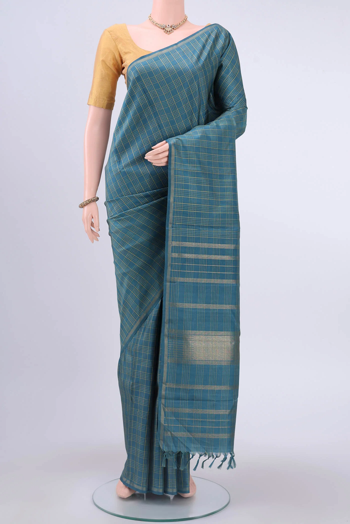 Pure Silk Pure Zari Light Blue Kanjivaram Saree
