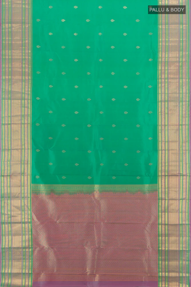 Sea Green Kanchipuram Silk Saree - Image 5
