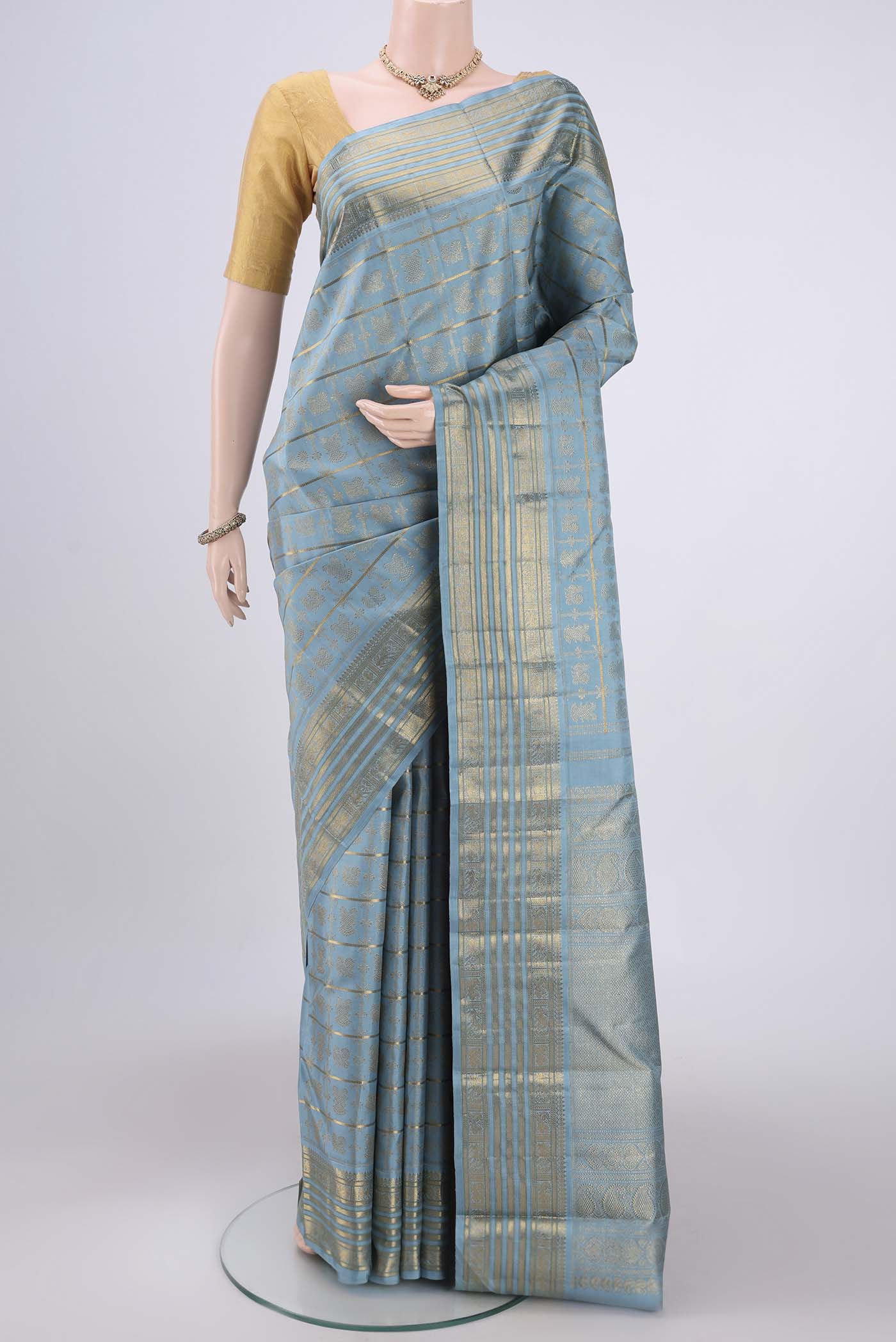 Maya Blue Kanchipuram Silk Saree