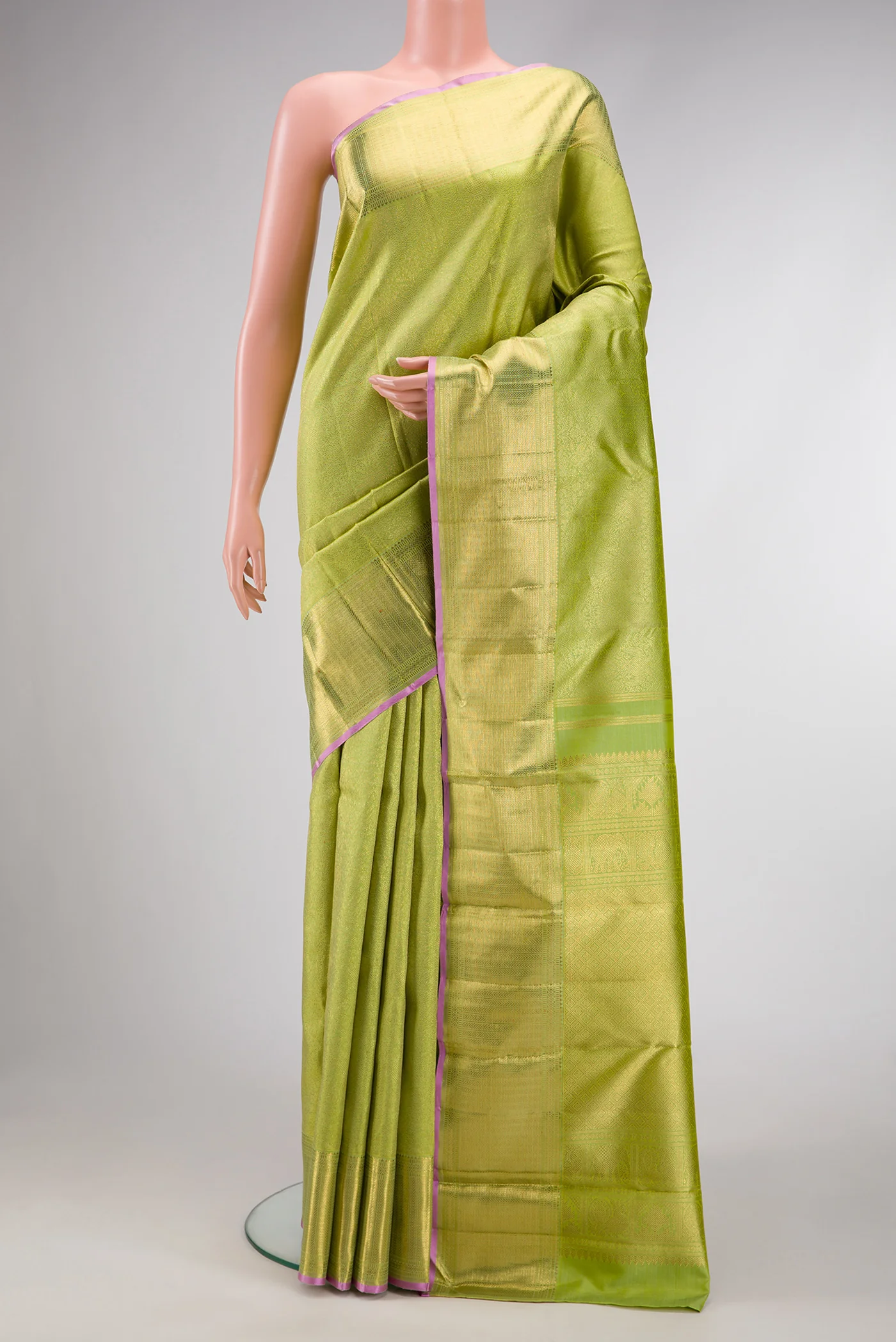 Pure Silk Pure Zari Light Green Kanjivaram Saree