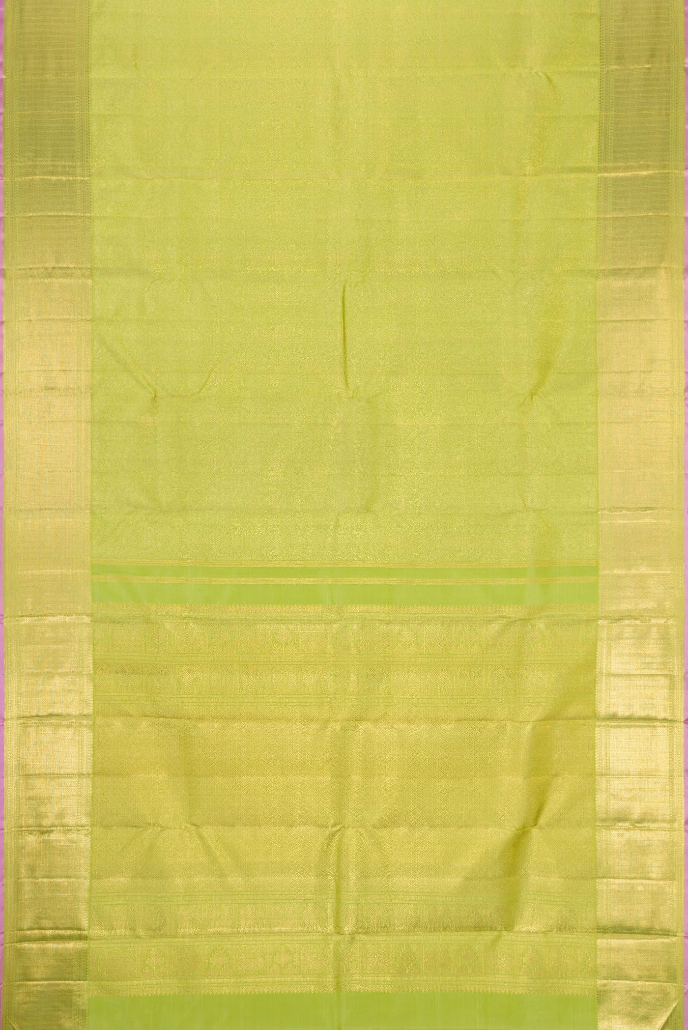 Pure Silk Pure Zari Light Green Kanjivaram Saree - Image 6