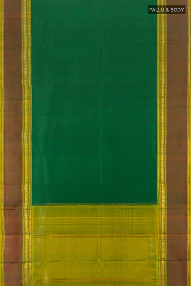 Green Kanchipuram Silk Saree - Image 5