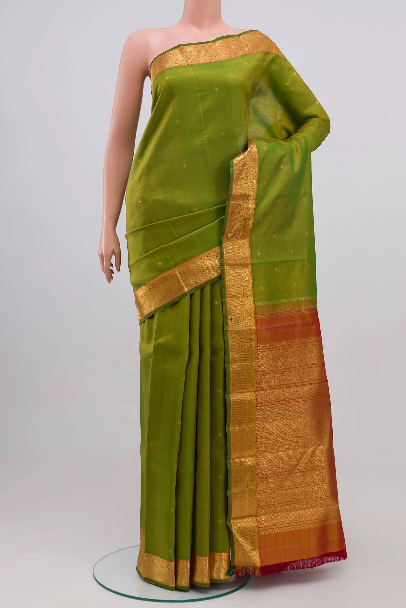 Pure Silk Pure Zari Green Kanjivaram Saree