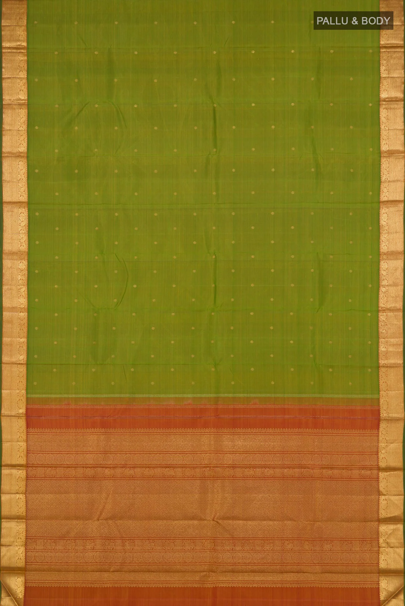 Pure Silk Pure Zari Green Kanjivaram Saree - Image 5