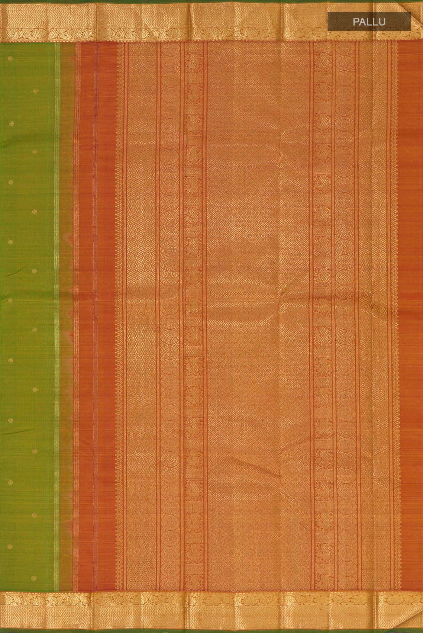 Pure Silk Pure Zari Green Kanjivaram Saree - Image 6