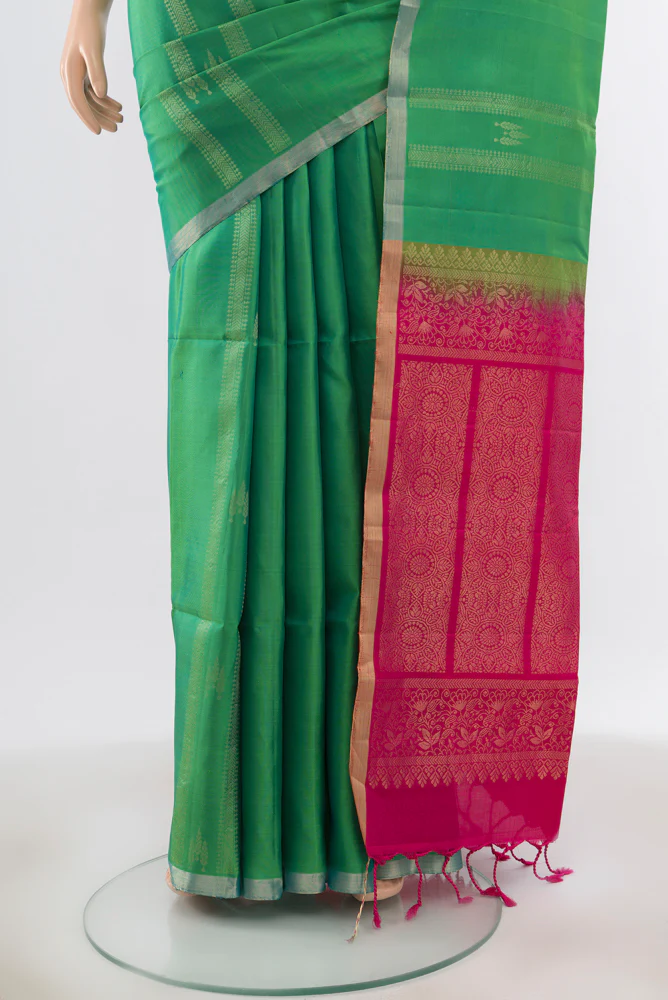 Green Soft Silk Saree - Image 3