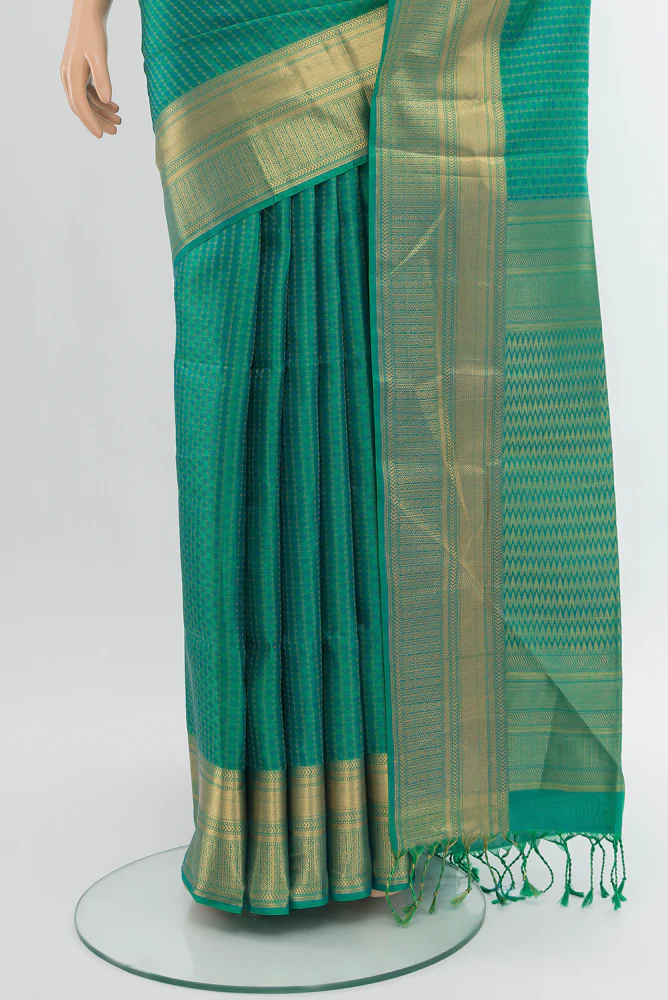 Turquoise Soft Silk Saree - Image 3