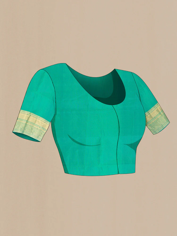 Turquoise Soft Silk Saree - Image 4