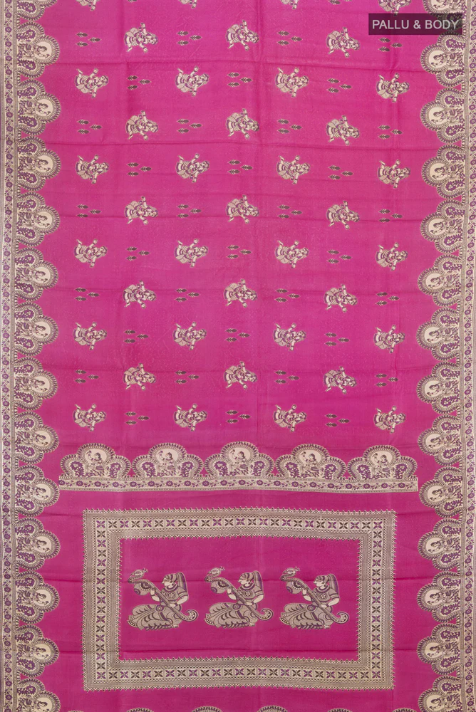 Pink Tussar Silk Saree - Image 5