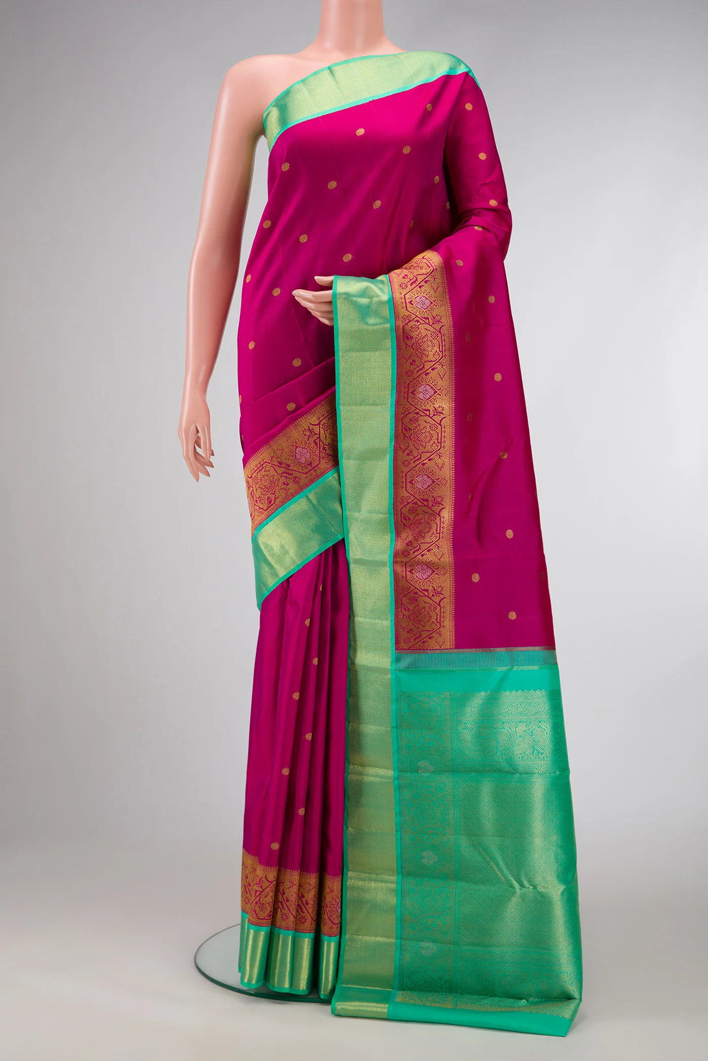 Pure Silk Pure Zari Magenta Kanchipuram Saree