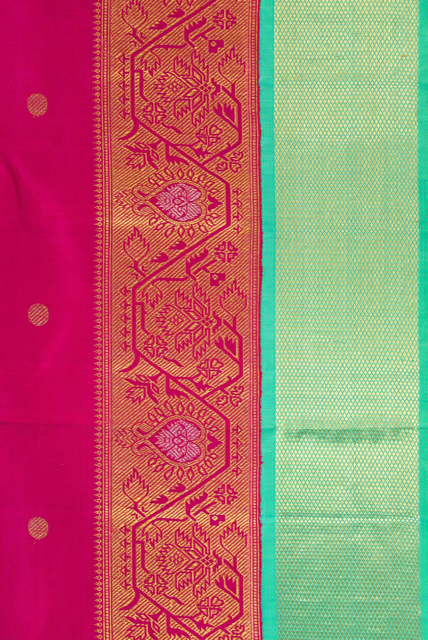 Pure Silk Pure Zari Magenta Kanchipuram Saree - Image 3