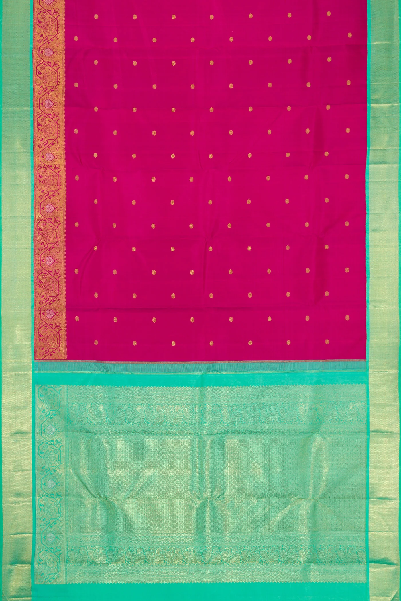 Pure Silk Pure Zari Magenta Kanchipuram Saree - Image 6