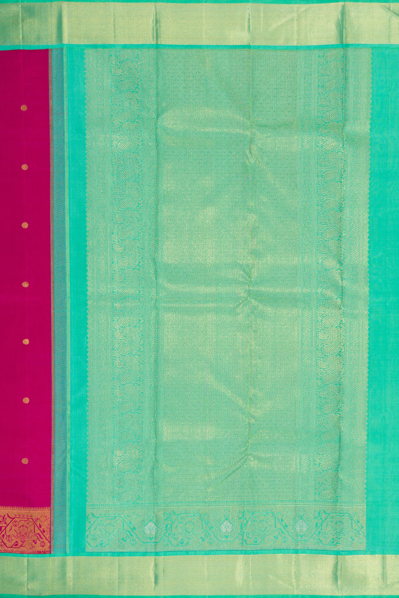 Pure Silk Pure Zari Magenta Kanchipuram Saree - Image 7