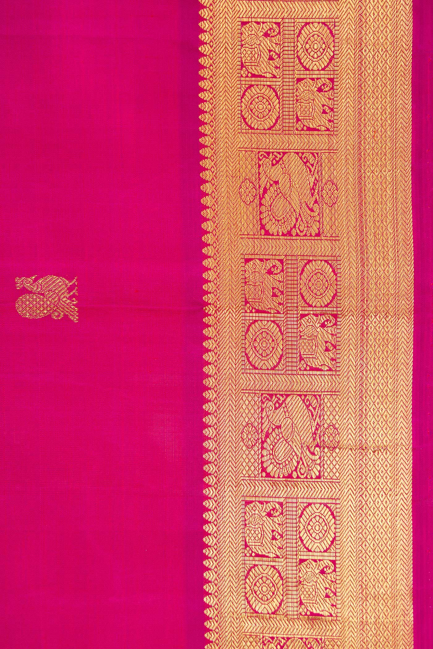 Pure Silk Pure Zari Rani Pink Kanchipuram Saree - Image 3