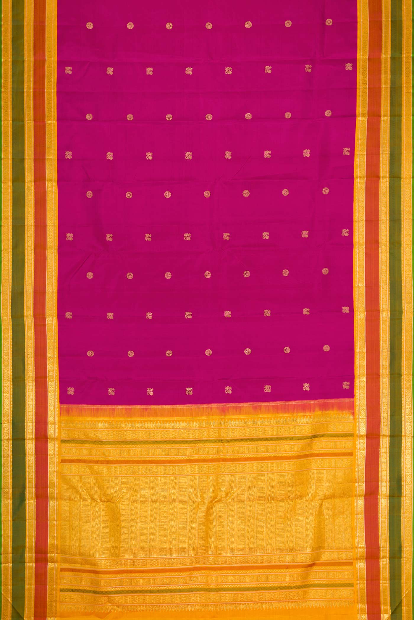 Pure Silk Pure Zari Magenta Dual Tone Kanchipuram Saree - Image 6