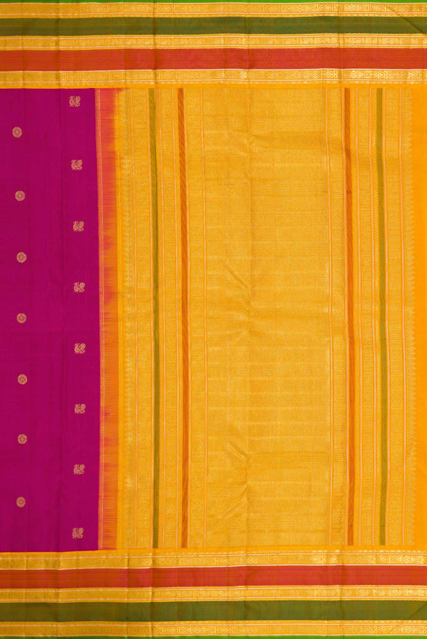 Pure Silk Pure Zari Magenta Dual Tone Kanchipuram Saree - Image 7