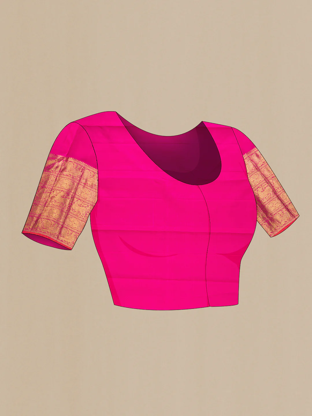 Pure Silk Pure Zari Rani Pink Kanjivaram Saree - Image 5