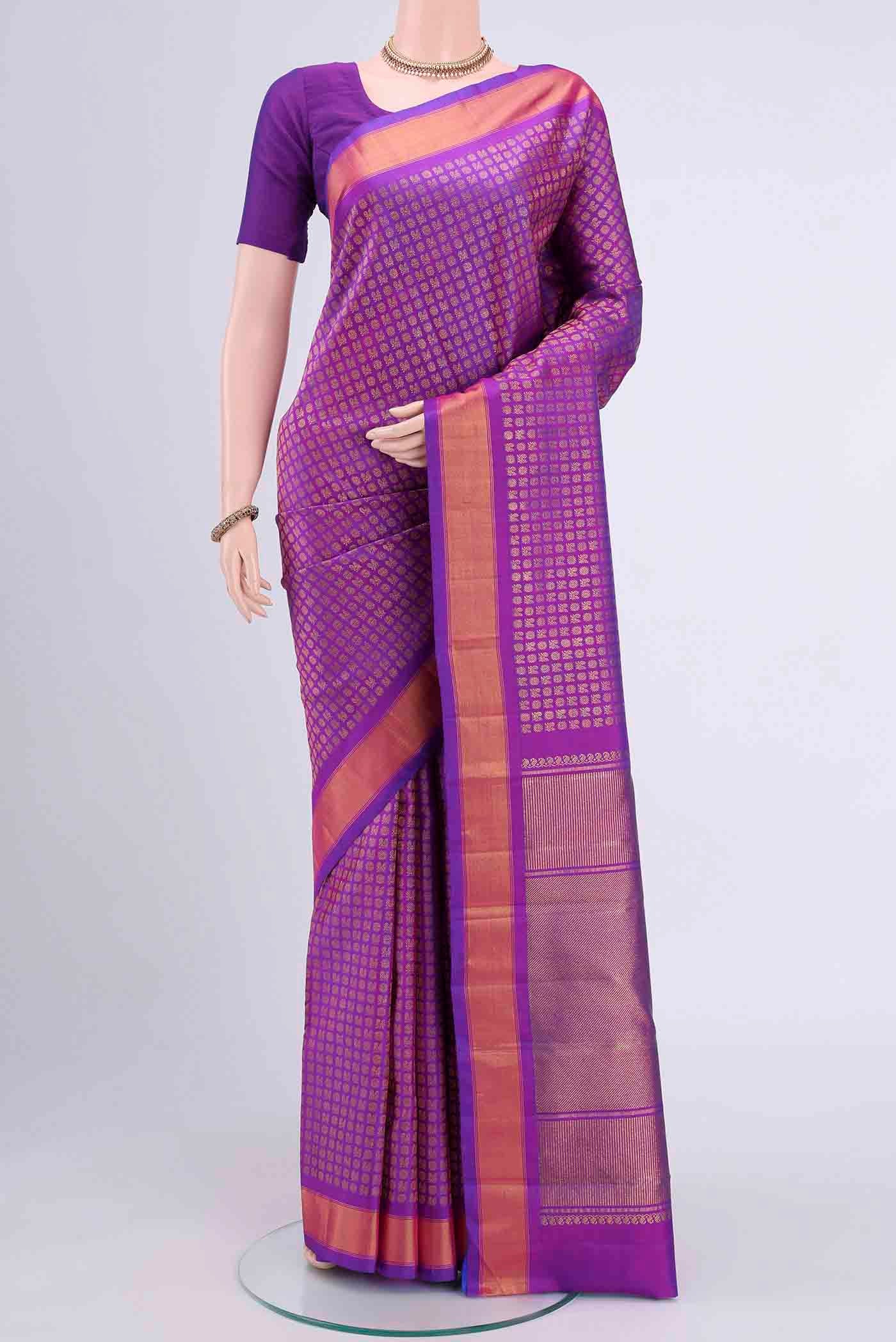 Pure Silk Pure Zari Magenta Kanjivaram Saree
