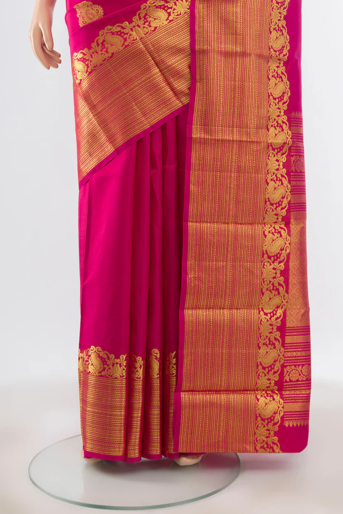 Rani Pink Kanchipuram Silk Saree - Image 3