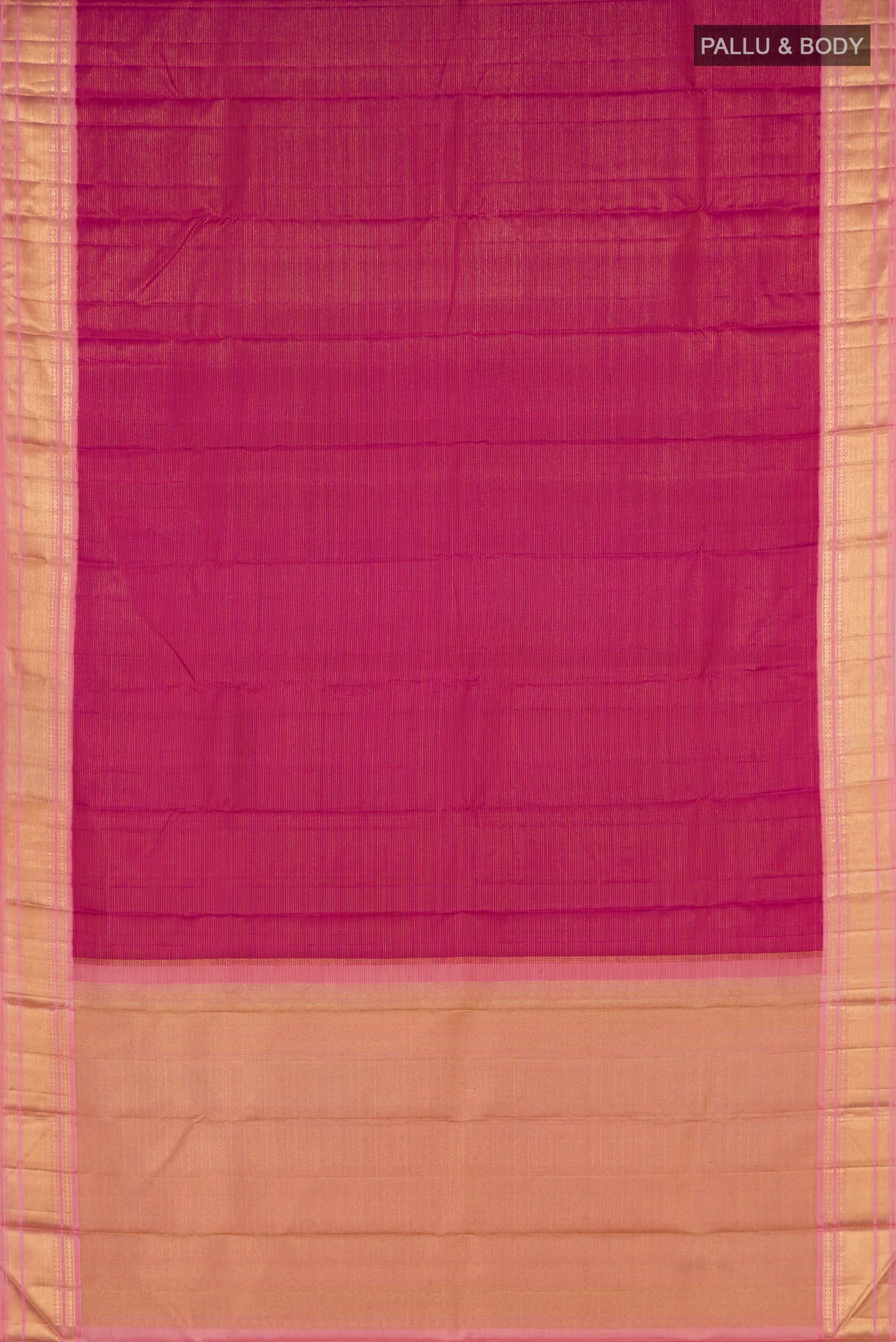 Pure Silk Pure Zari Rani Pink Kanchipuram Saree - Image 5