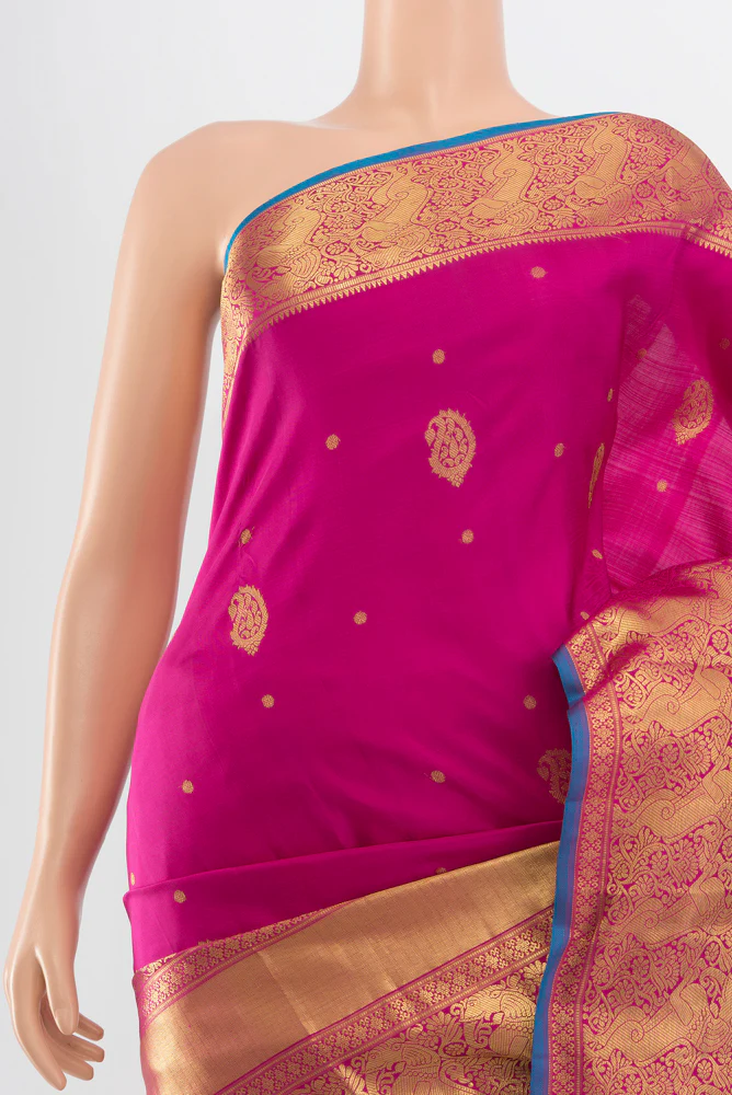Rani Pink Kanjivaram Silk Saree - Image 2