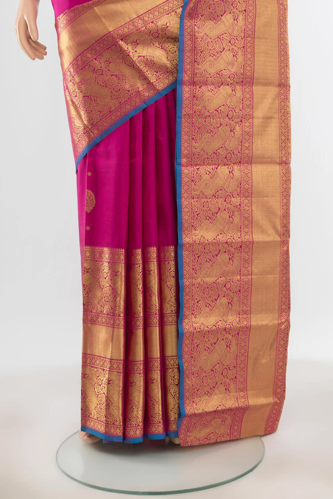 Rani Pink Kanjivaram Silk Saree - Image 3