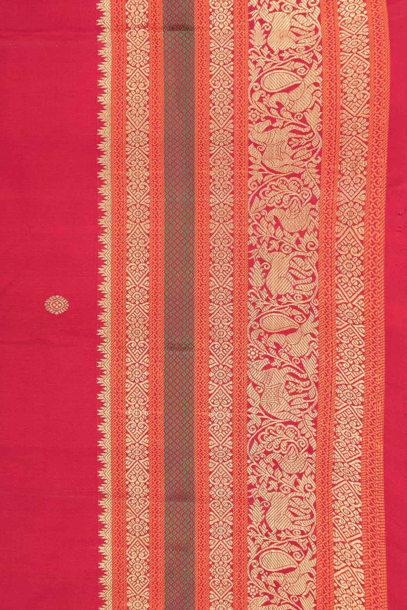 Pure Silk Pure Zari Maroon Dual Tone Kanchipuram Saree - Image 3