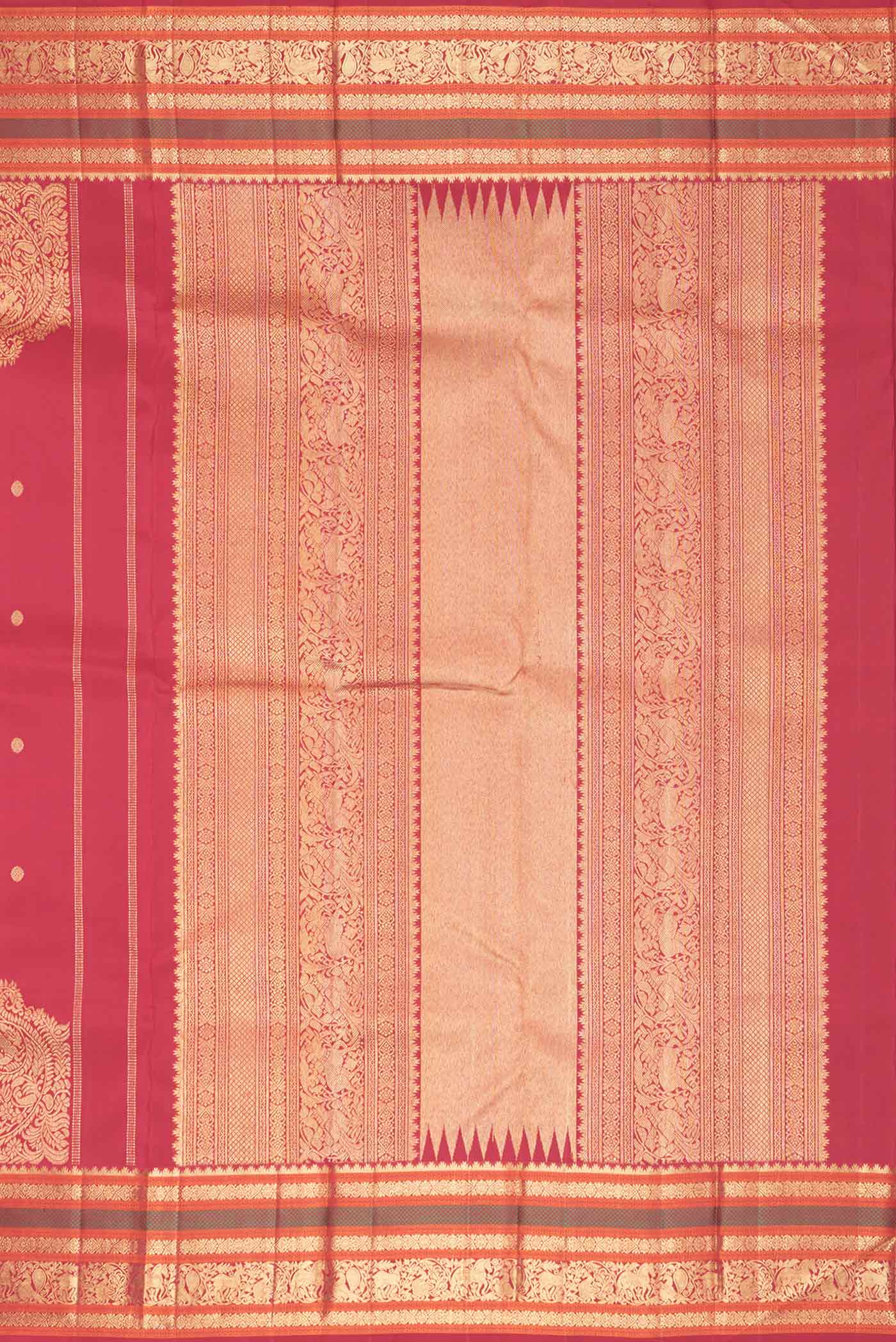 Pure Silk Pure Zari Maroon Dual Tone Kanchipuram Saree - Image 7