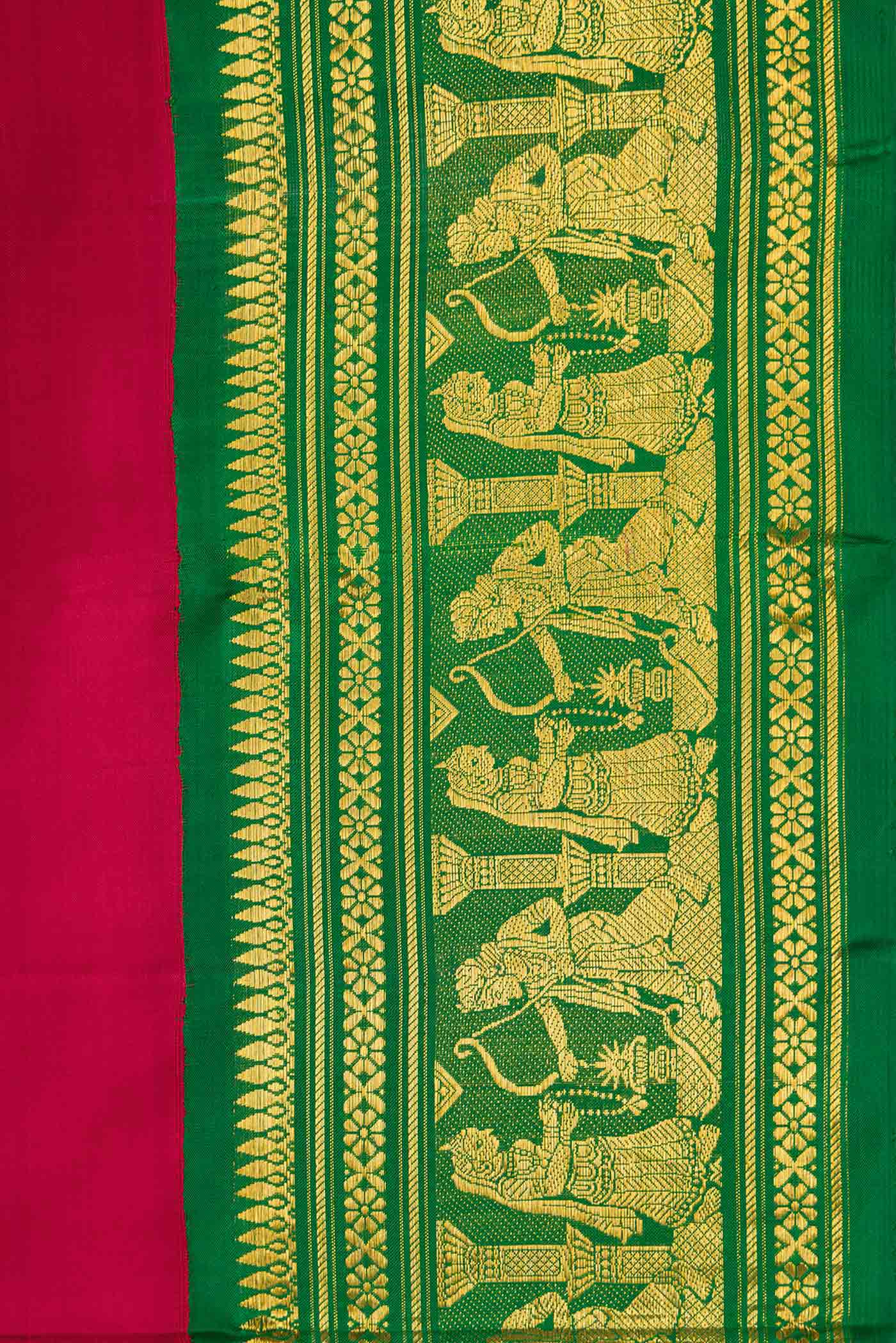 Pure Silk Pure Zari Maroon Dual Tone Kanjivaram Saree - Image 3