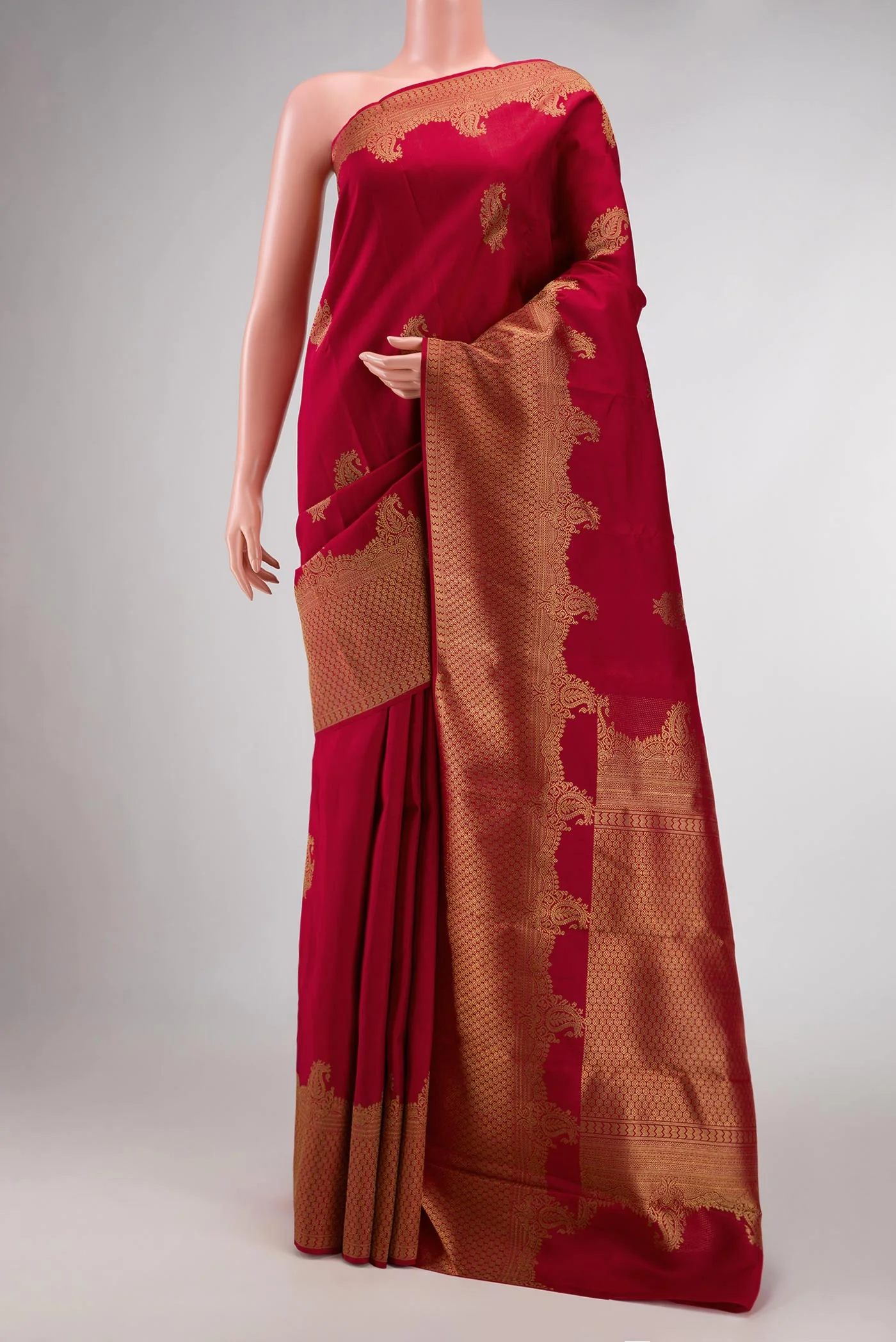 Pure Silk Pure Zari Maroon Dual Tone Kanjivaram Saree