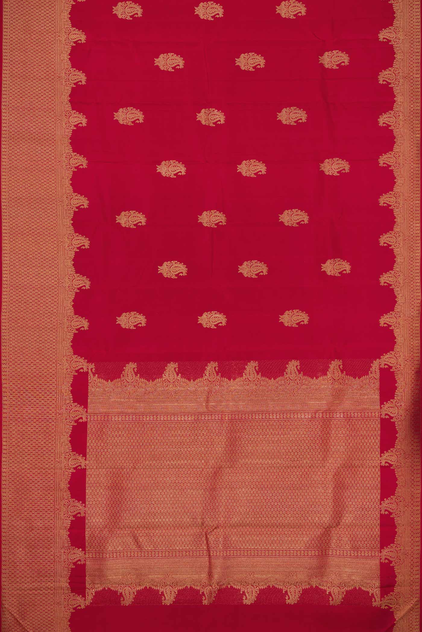 Pure Silk Pure Zari Maroon Dual Tone Kanjivaram Saree - Image 6