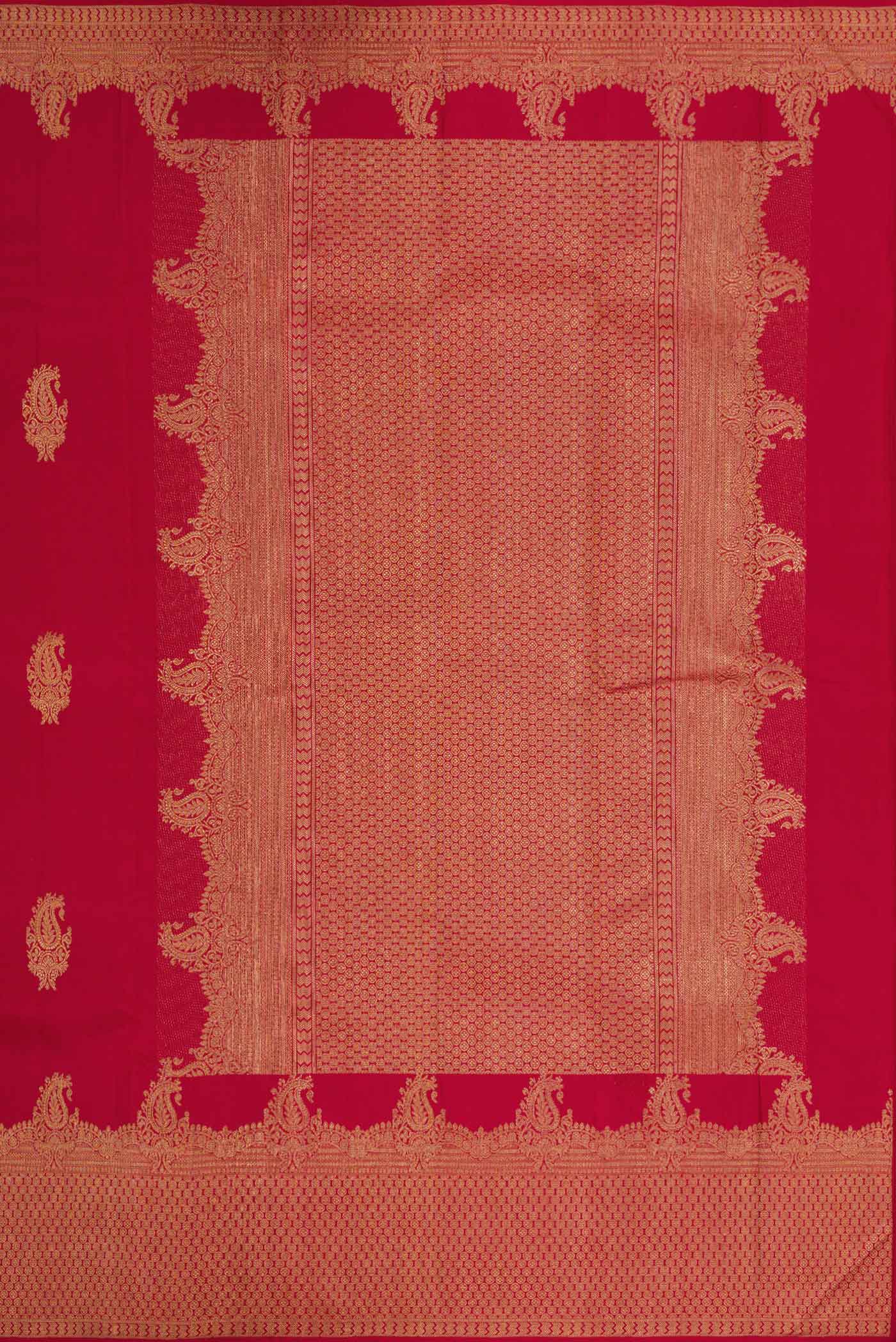 Pure Silk Pure Zari Maroon Dual Tone Kanjivaram Saree - Image 7