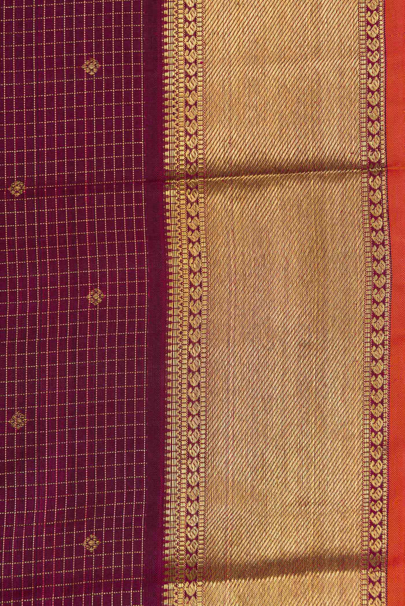 Pure Silk Pure Zari Maroon Dual Tone Kanjivaram Saree - Image 3