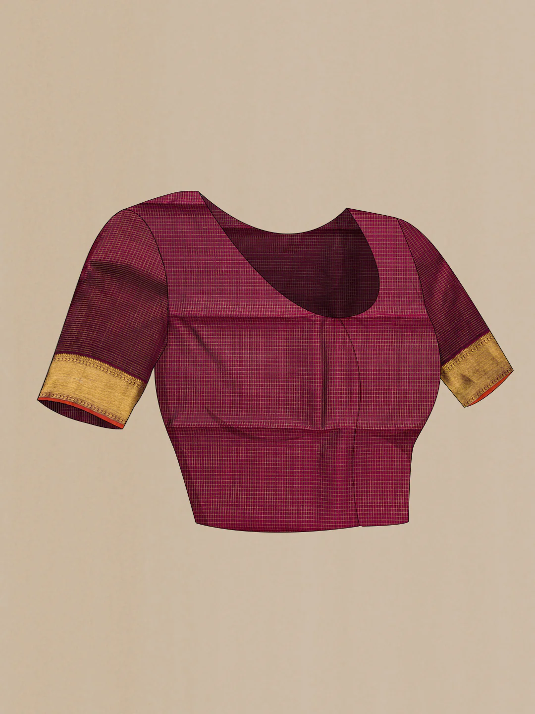 Pure Silk Pure Zari Maroon Dual Tone Kanjivaram Saree - Image 5