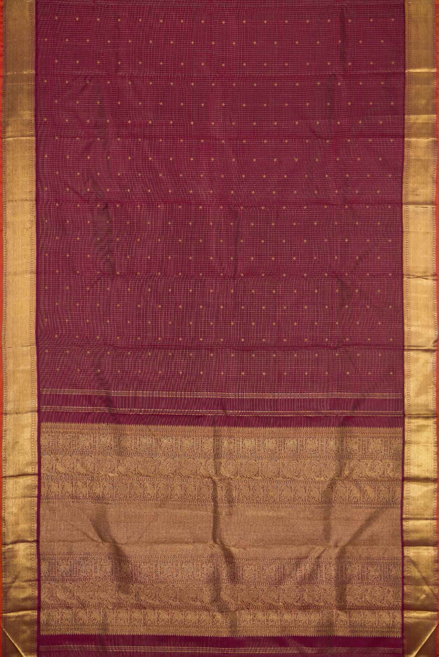 Pure Silk Pure Zari Maroon Dual Tone Kanjivaram Saree - Image 6