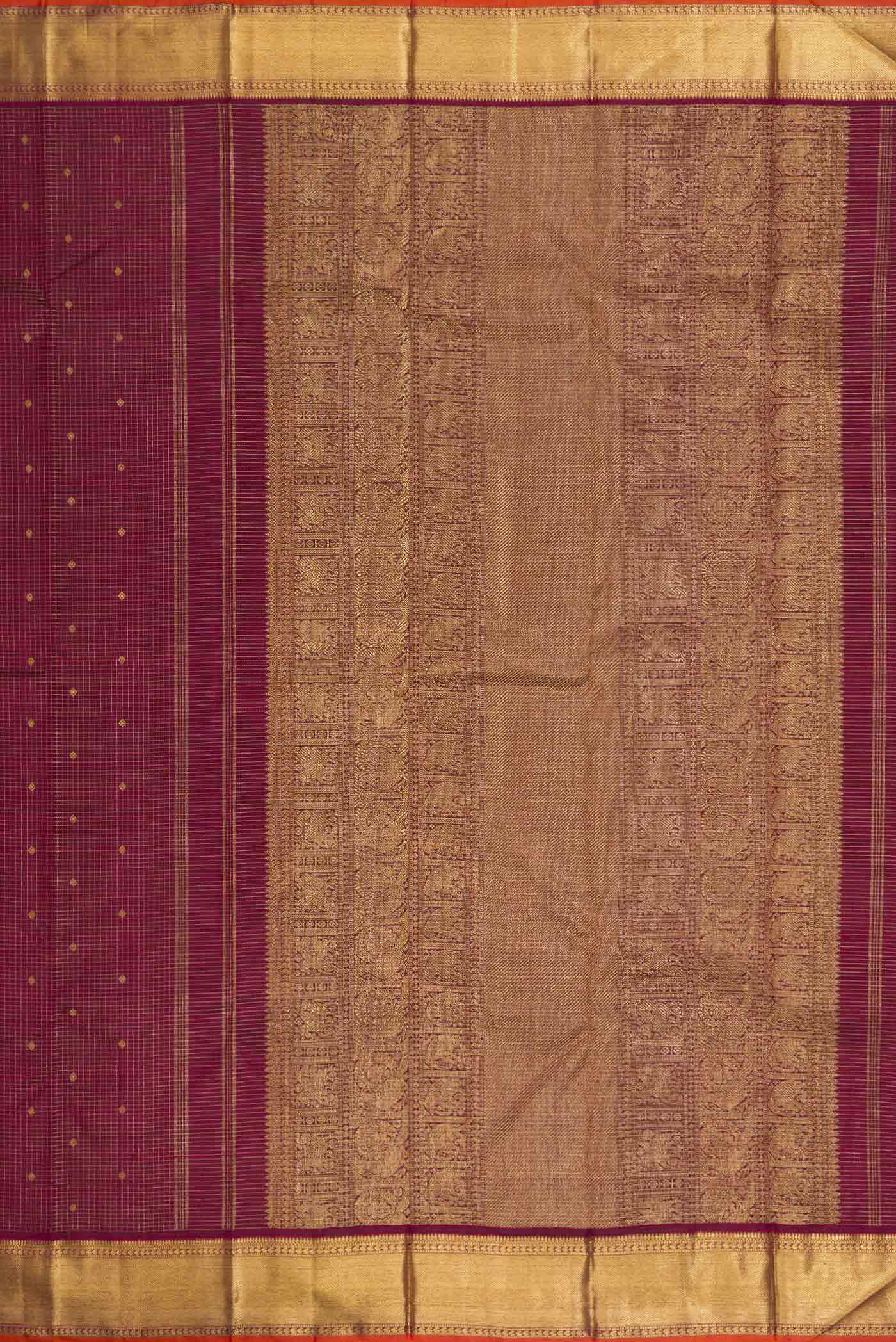 Pure Silk Pure Zari Maroon Dual Tone Kanjivaram Saree - Image 7