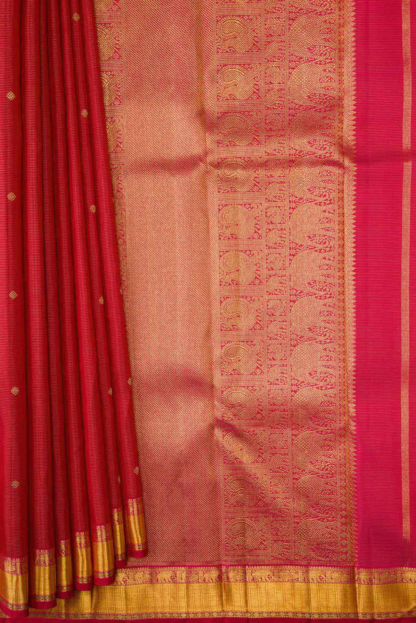 Pure Silk Pure Zari Maroon Dual Tone Kanjivaram Saree - Image 4