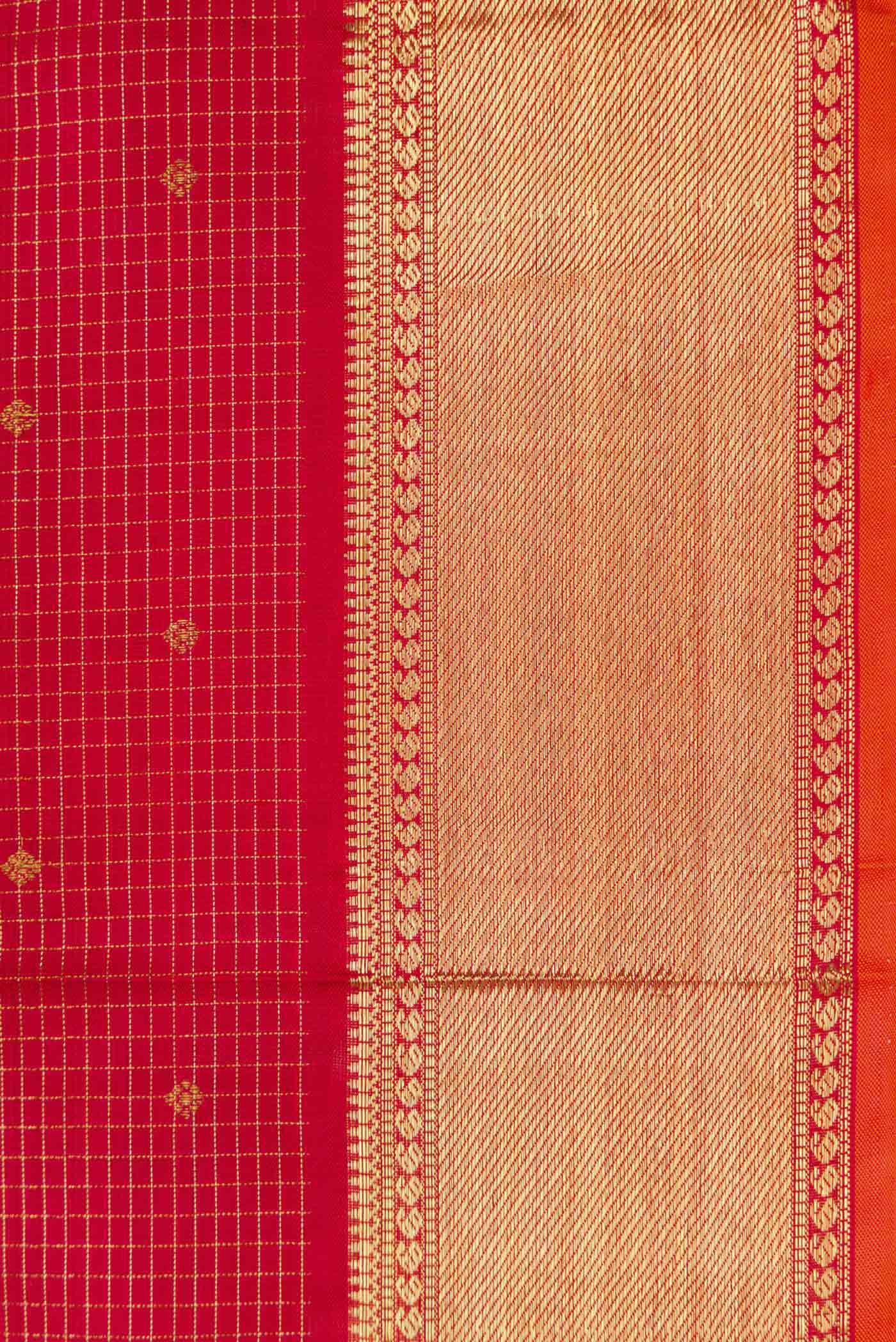 Pure Silk Pure Zari Maroon Dual Tone Kanjivaram Saree - Image 3