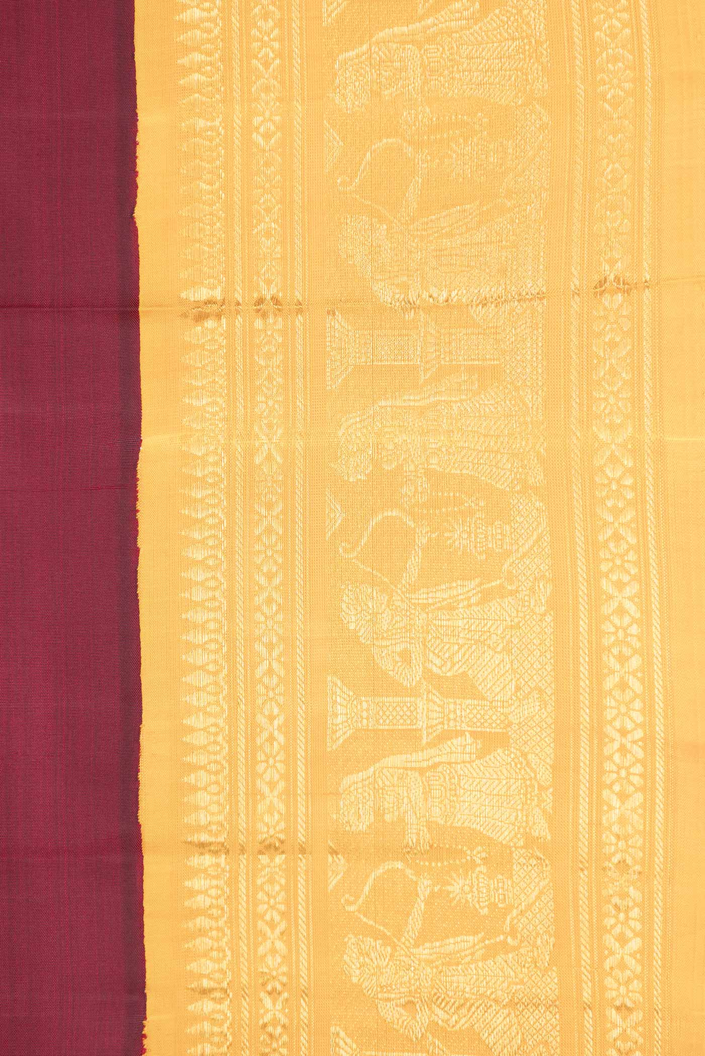 Pure Silk Pure Zari Maroon Dual Tone Kanjivaram Saree - Image 3