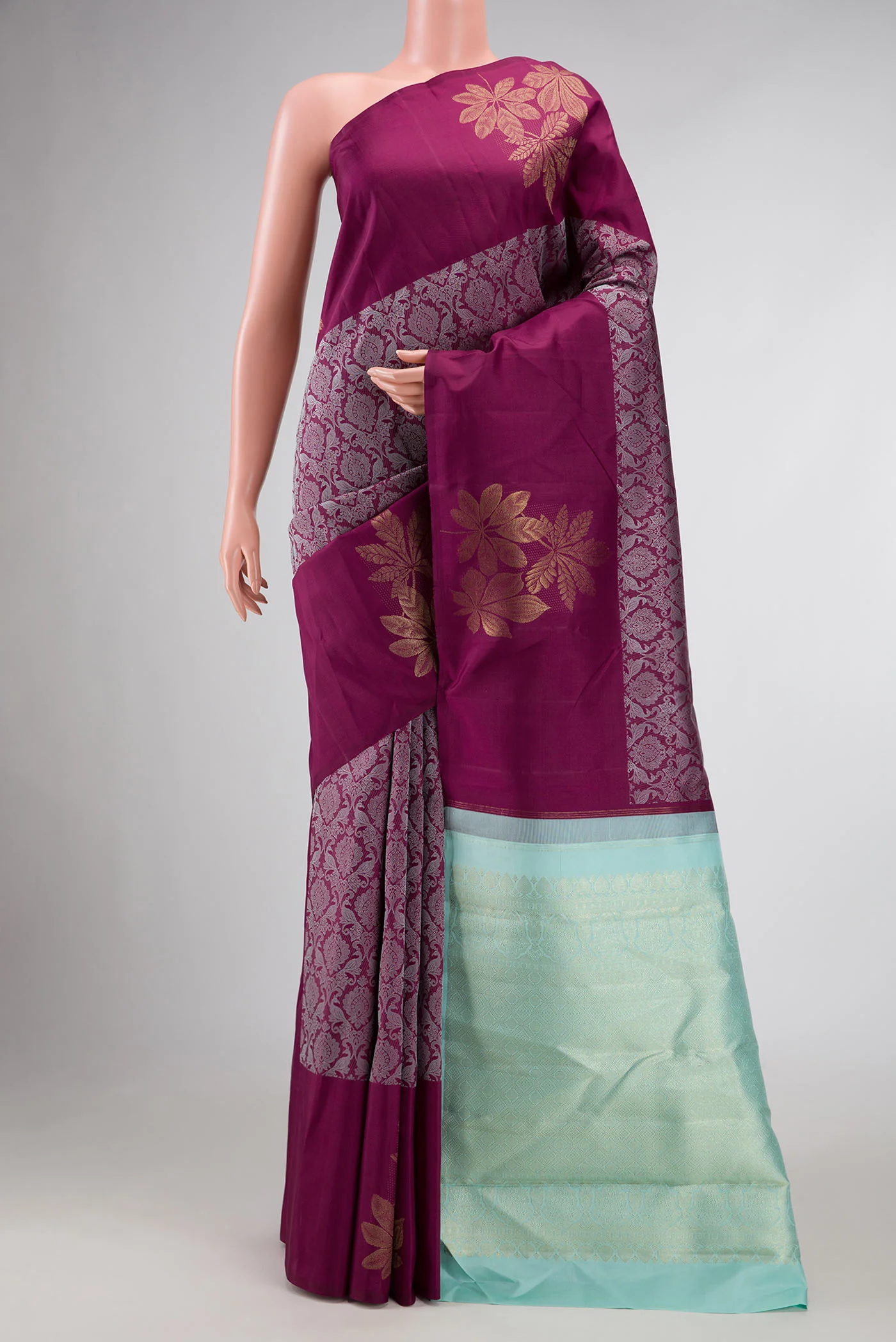 Pure Silk Pure Zari Magenta Kanchipuram Saree