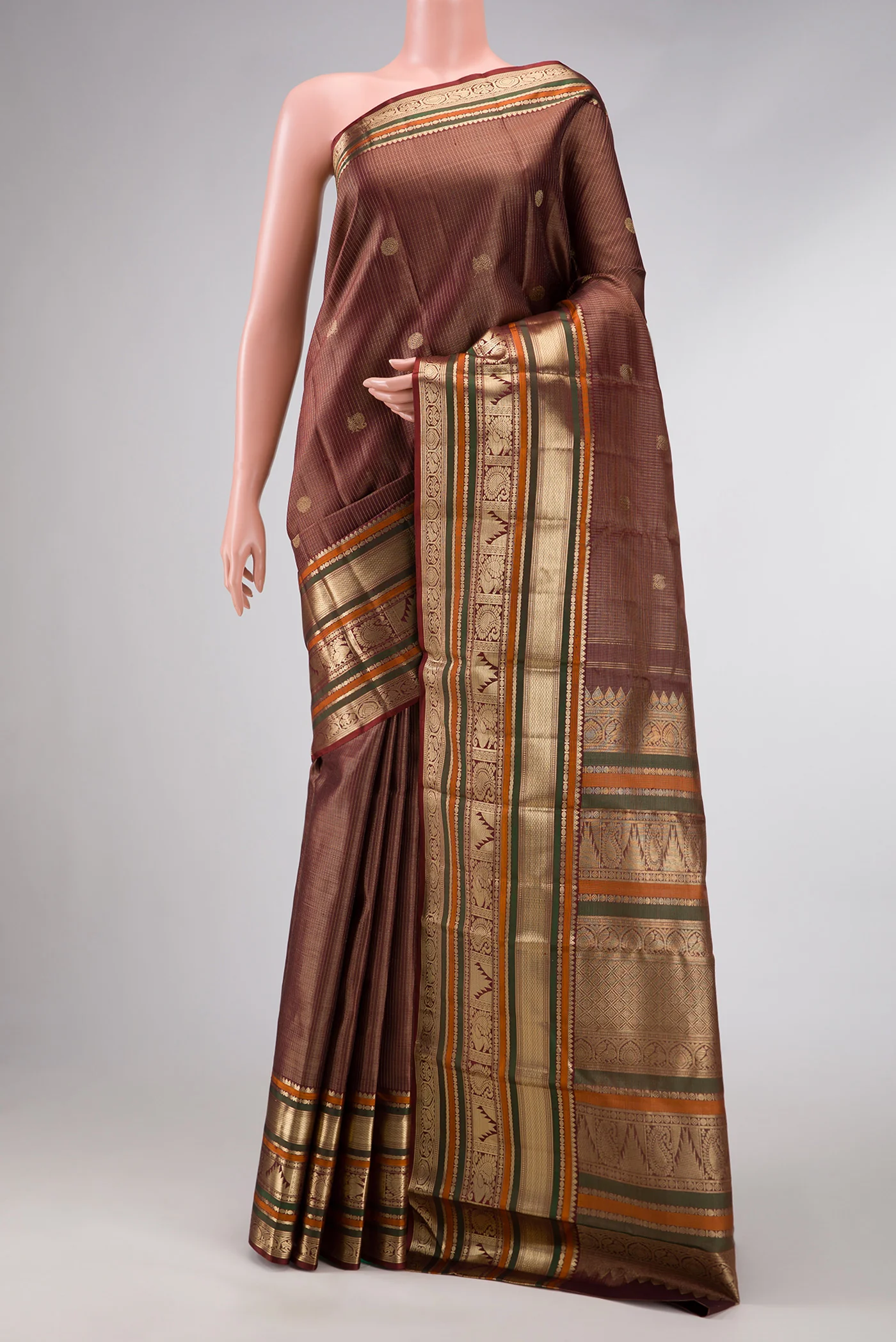 Brown Kanchipuram Silk Saree