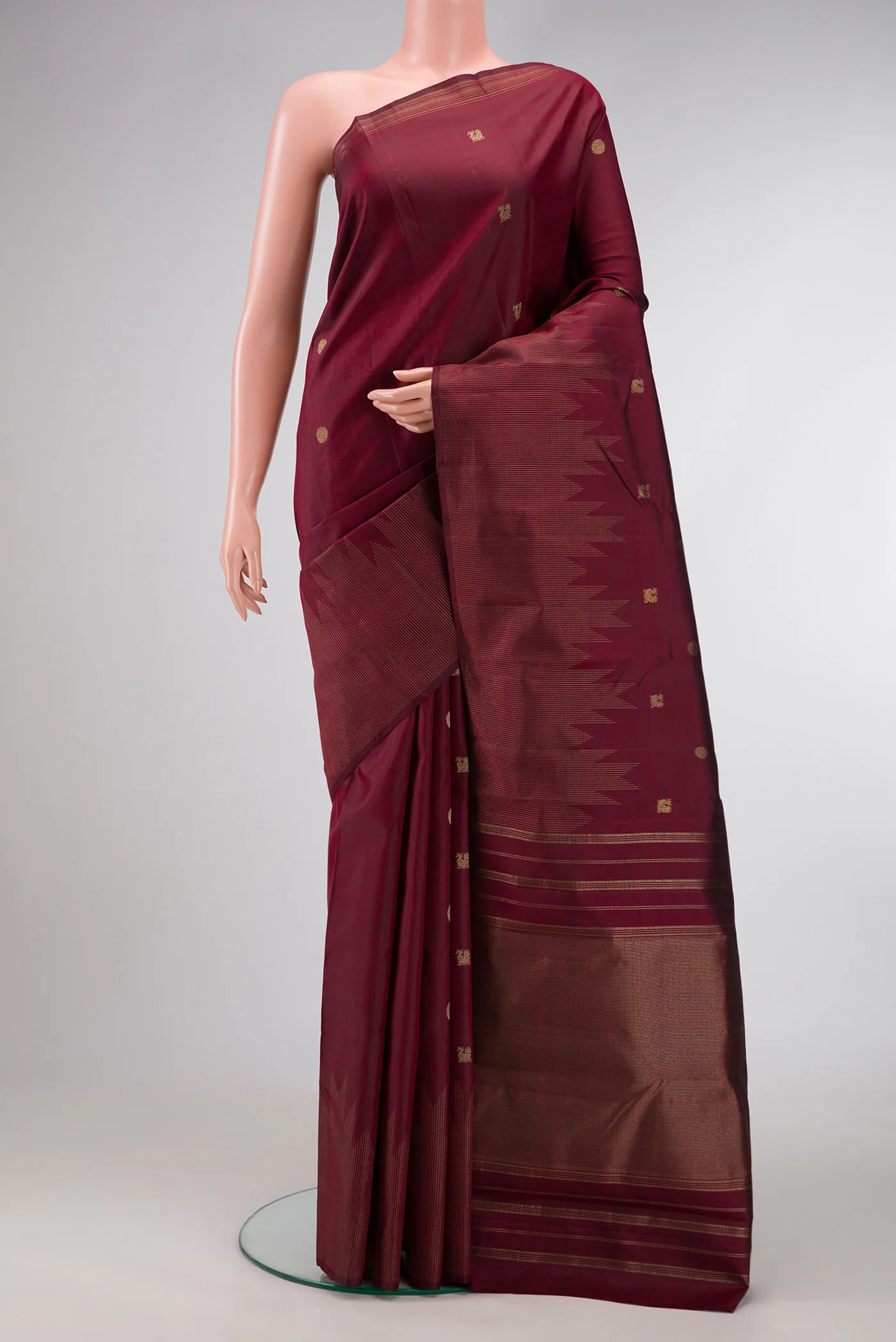 Pure Silk Pure Zari Maroon Kanchipuram Saree