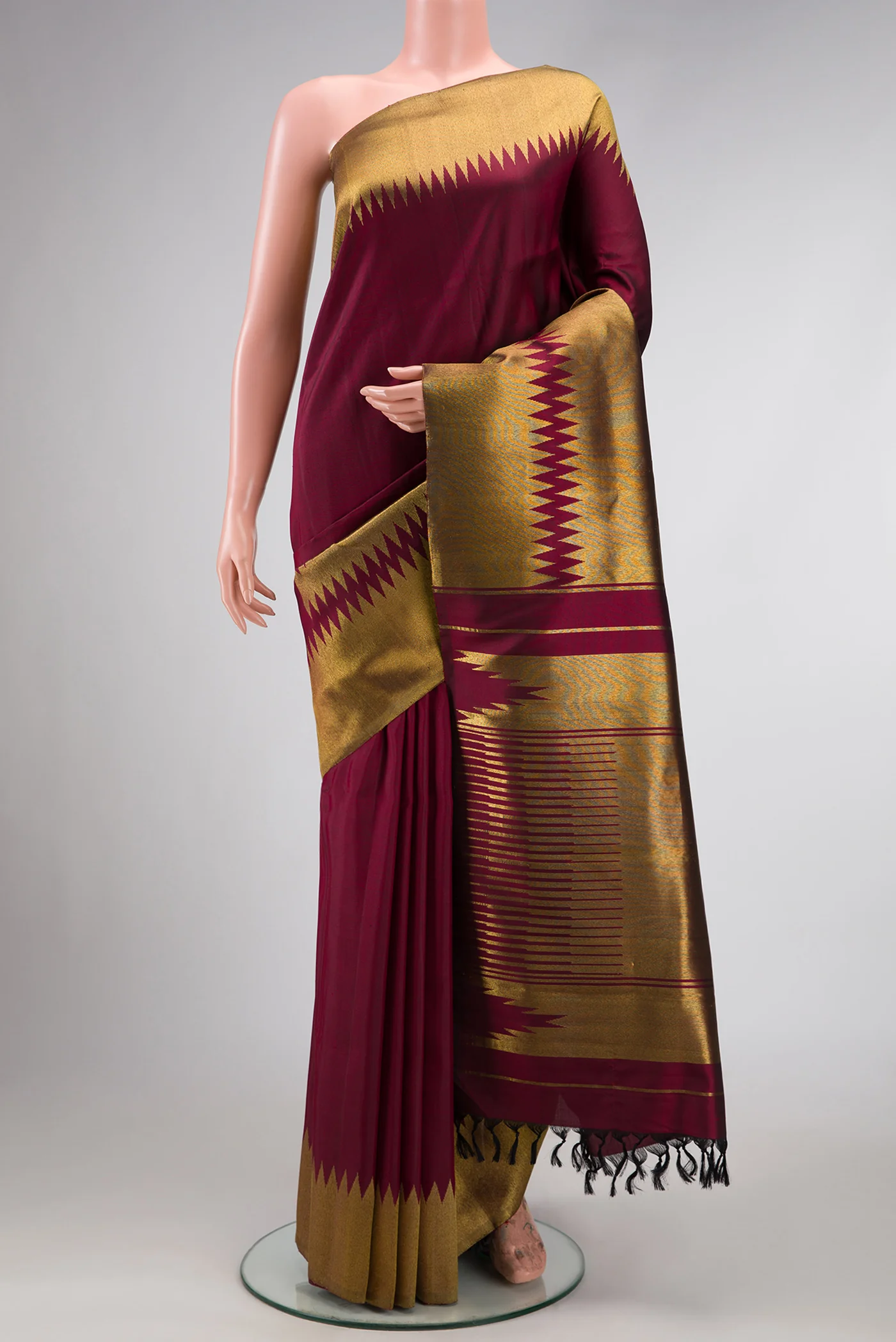 Pure Silk Pure Zari Maroon Kanchipuram Saree