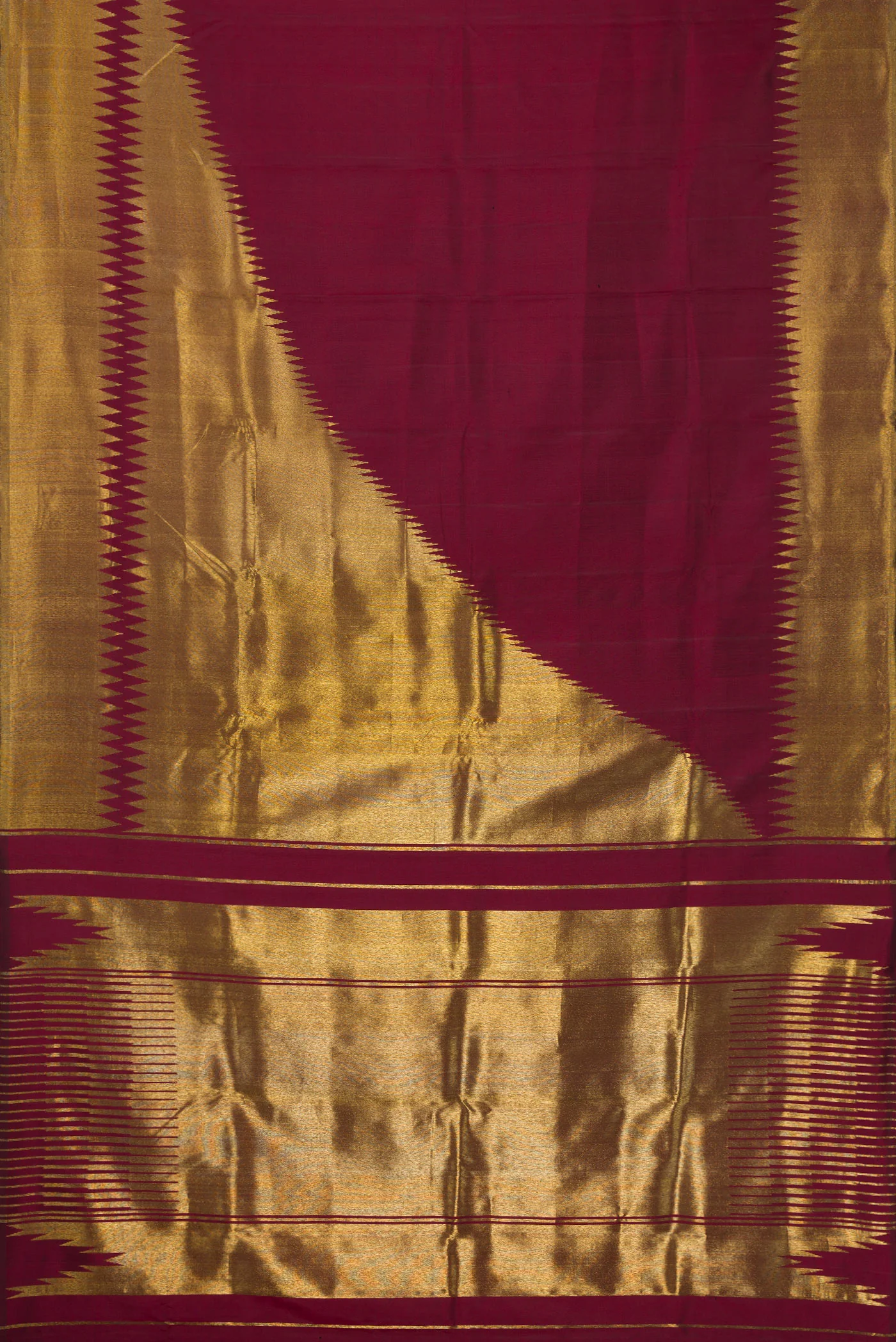 Pure Silk Pure Zari Maroon Kanchipuram Saree - Image 6