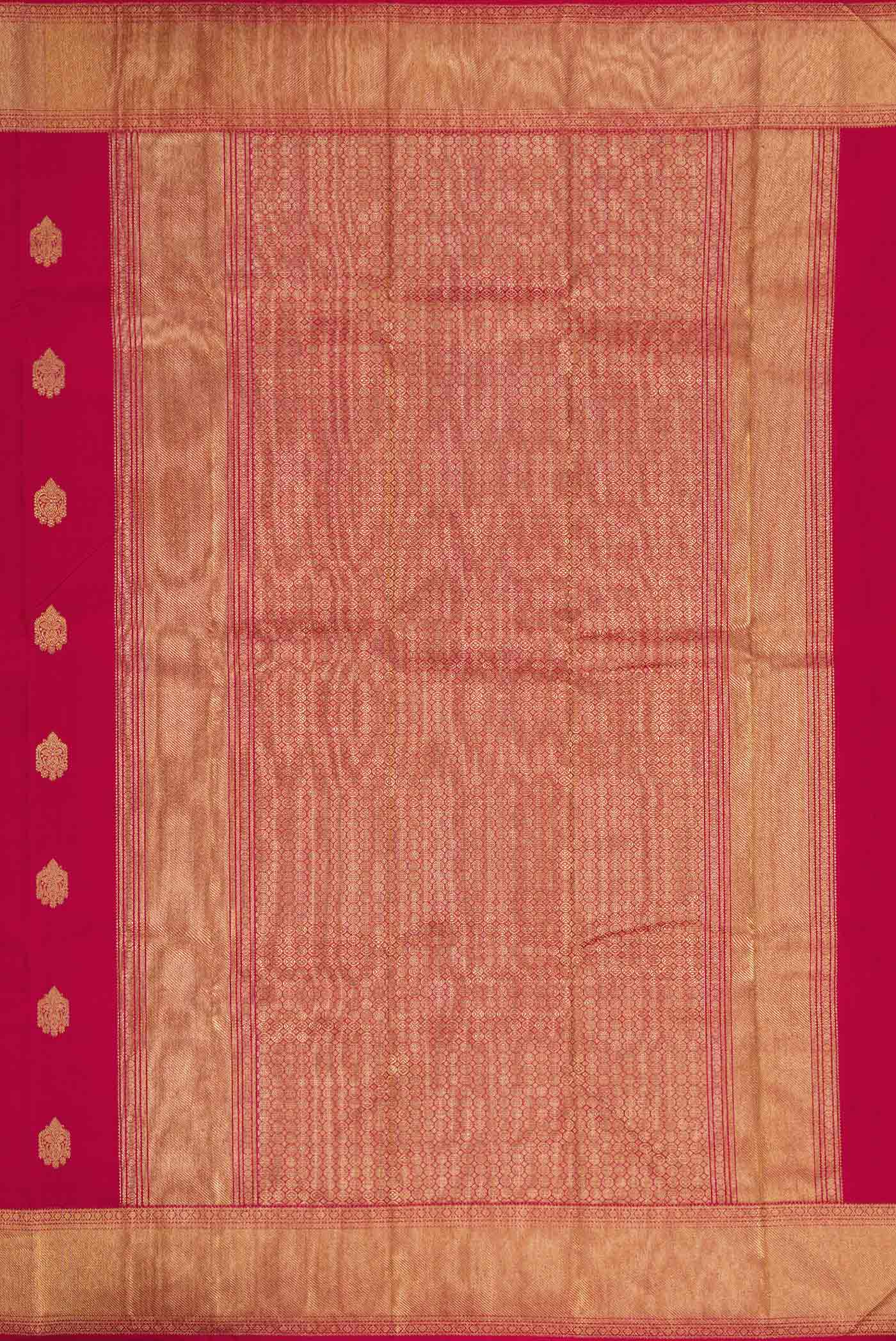 Pure Silk Pure Zari Maroon Dual Tone Kanjivaram Saree - Image 7